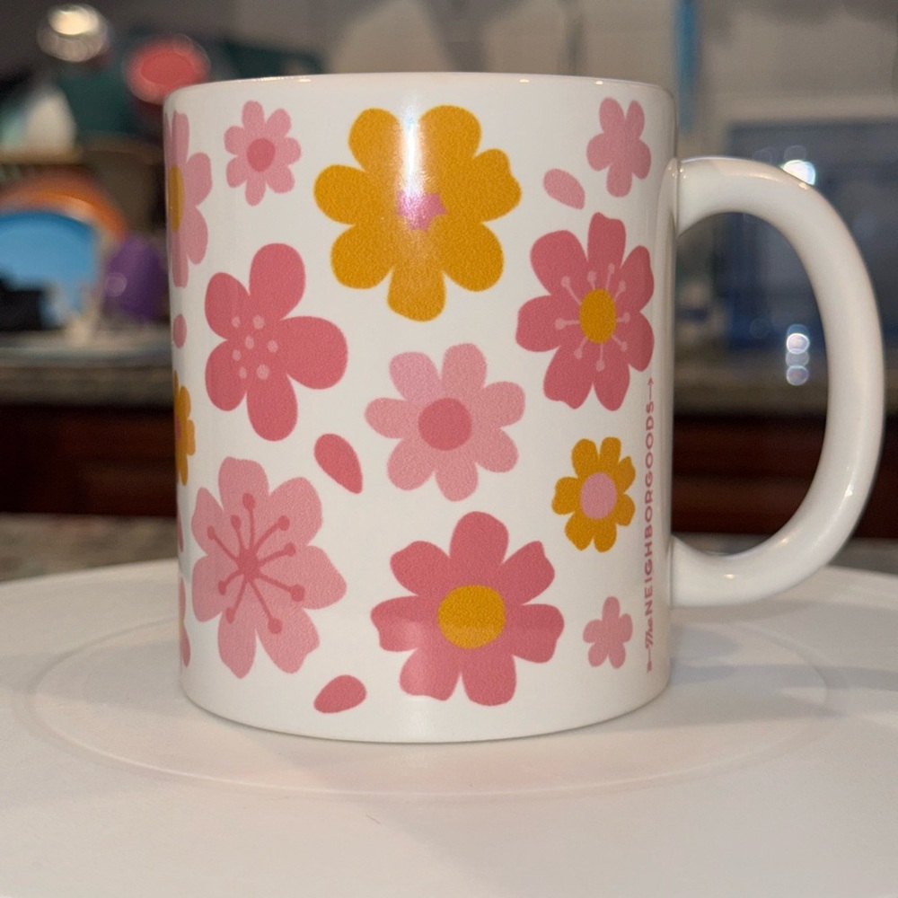 Floral Mug with Pink and Orange Flowers - Picture 3 of 4